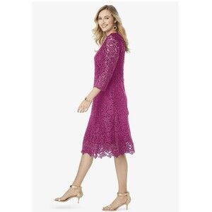 Jessica London Women's 18wedW Plus Size Lace Fit & Flare Dress